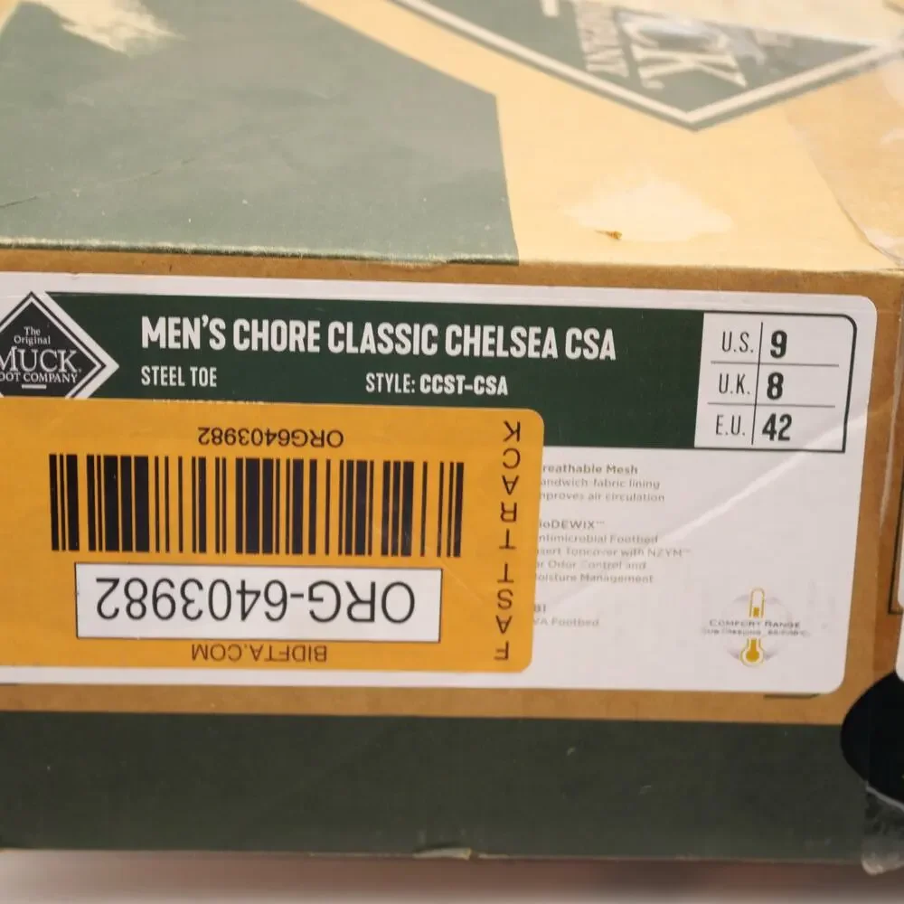 NEW MUCK Men's 9 Steel Toe  Chore Classic  Chelsea Boots Black - Picture 10 of 12